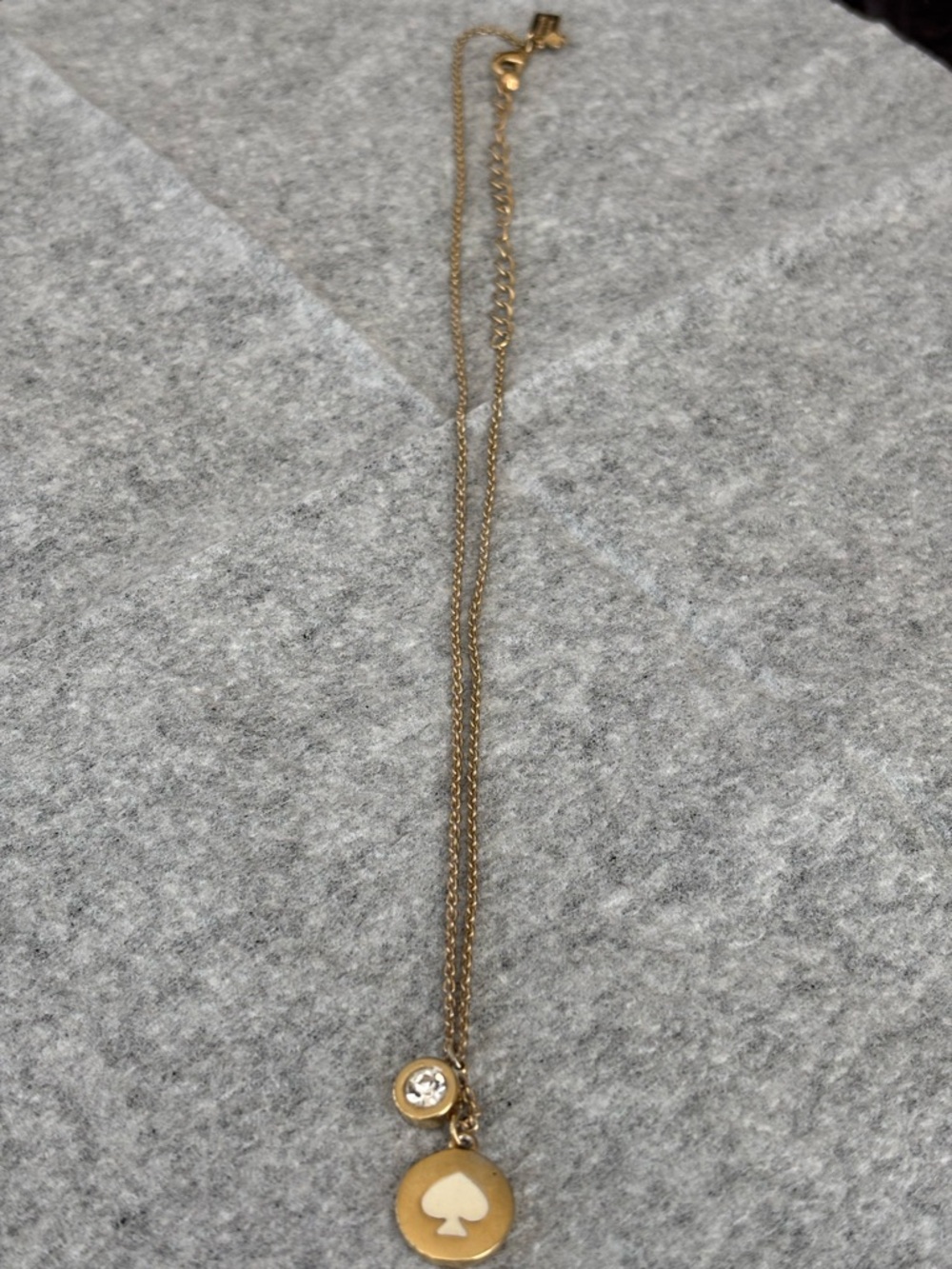 Kate Spade Gold Tone Pendant Necklace with Crystal Accent 20 in chain